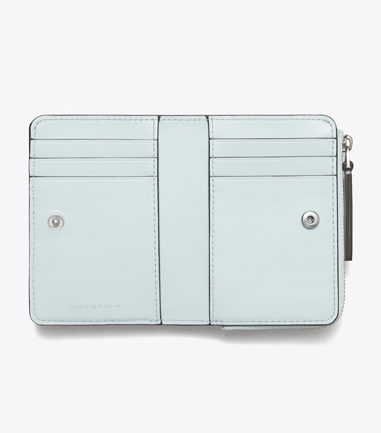 Tory Burch designer wallets Kira Diamond Quilt Bi-Fold Wallet in Ice Blue angle
