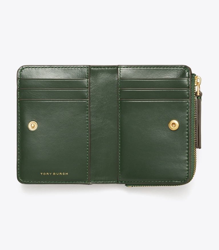 Tory Burch designer wallets Kira Diamond Quilt Bi-Fold Wallet in Basil angle