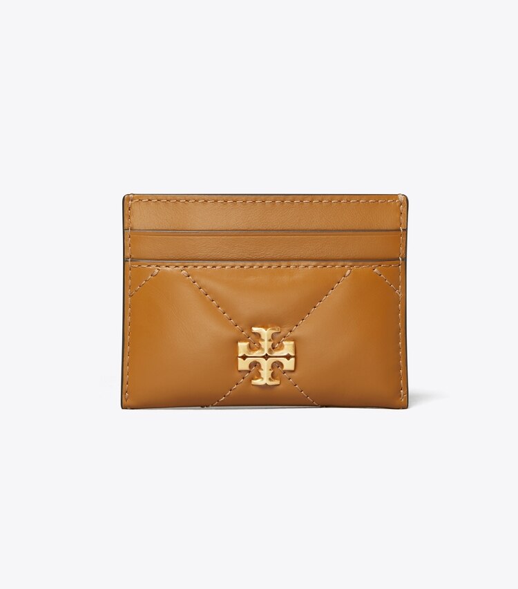 Tory Burch designer card cases Kira Diamond Quilt Card Case in Tan front