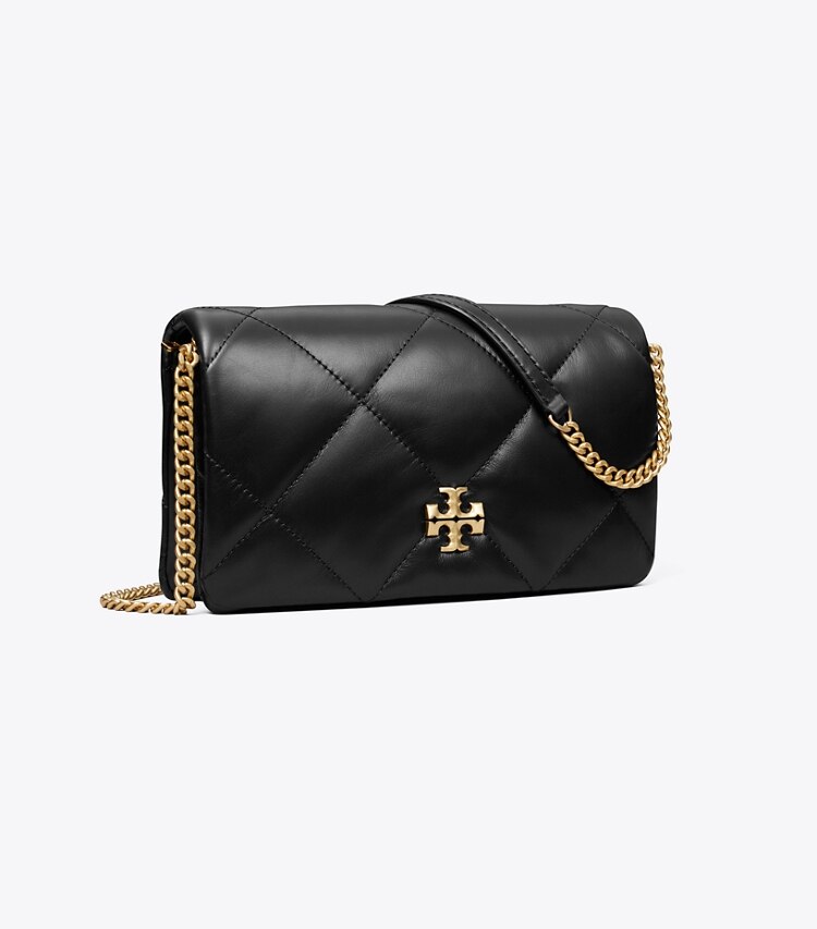 Tory Burch designer ミニバッグ キラ ダイヤモンドキルト チェーンウォレット in Black angle