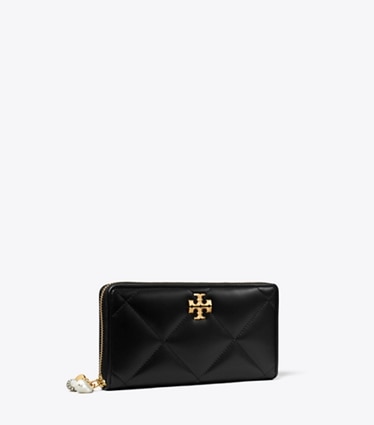 Tory Burch designer 財布 キラ ダイヤモンドキルト チャーム コンチネンタル ウォレット in Black angle
