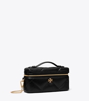 Tory Burch designer mini bags Kira Diamond Quilt Charm East-West Vanity Case in Black angle