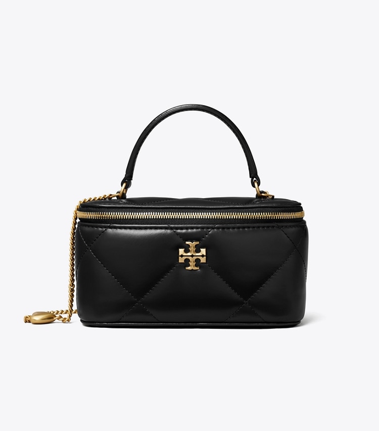 Tory Burch designer ミニバッグ キラ チャーム ダイヤモンドキルト ヴァニティケース in Black front