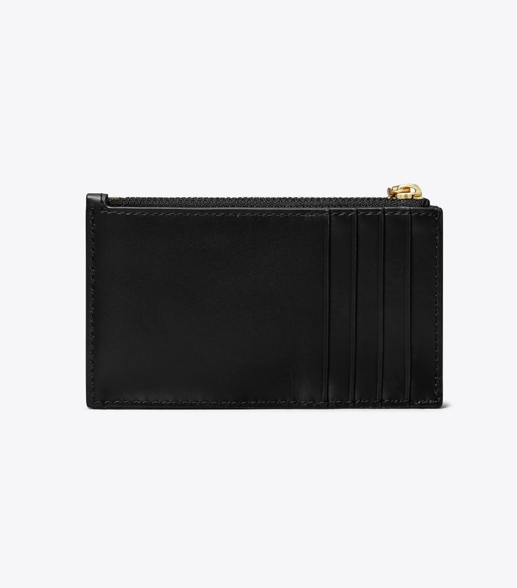 Tory Burch designer card cases Kira Diamond Quilt Charm Zip Card Case in Black back