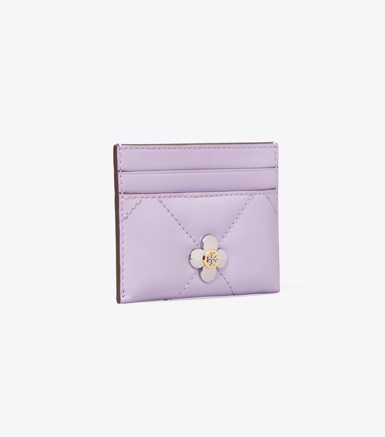Tory Burch designer card cases Kira Diamond Quilt Clover Card Case in Purple Heather angle