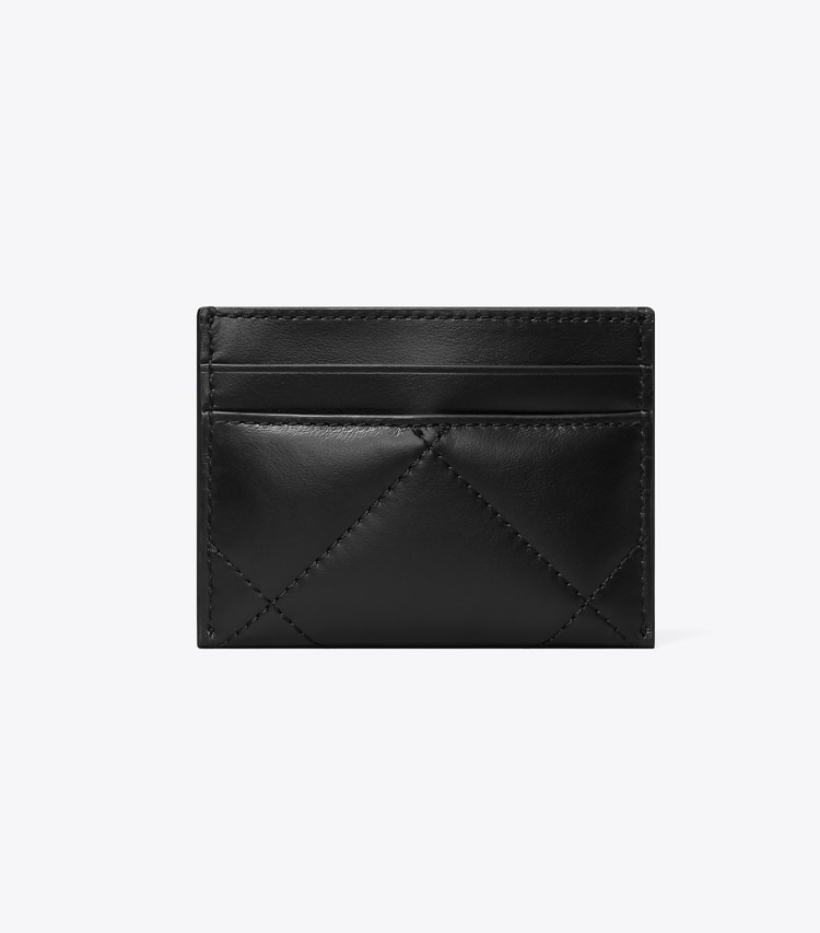 Tory Burch designer card cases Kira Diamond Quilt Clover Card Case in Black back