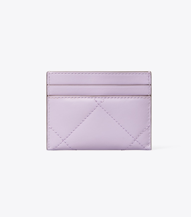 Tory Burch designer card cases Kira Diamond Quilt Clover Card Case in Purple Heather angle