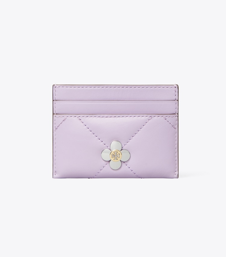 Tory Burch designer card cases Kira Diamond Quilt Clover Card Case in Purple Heather front