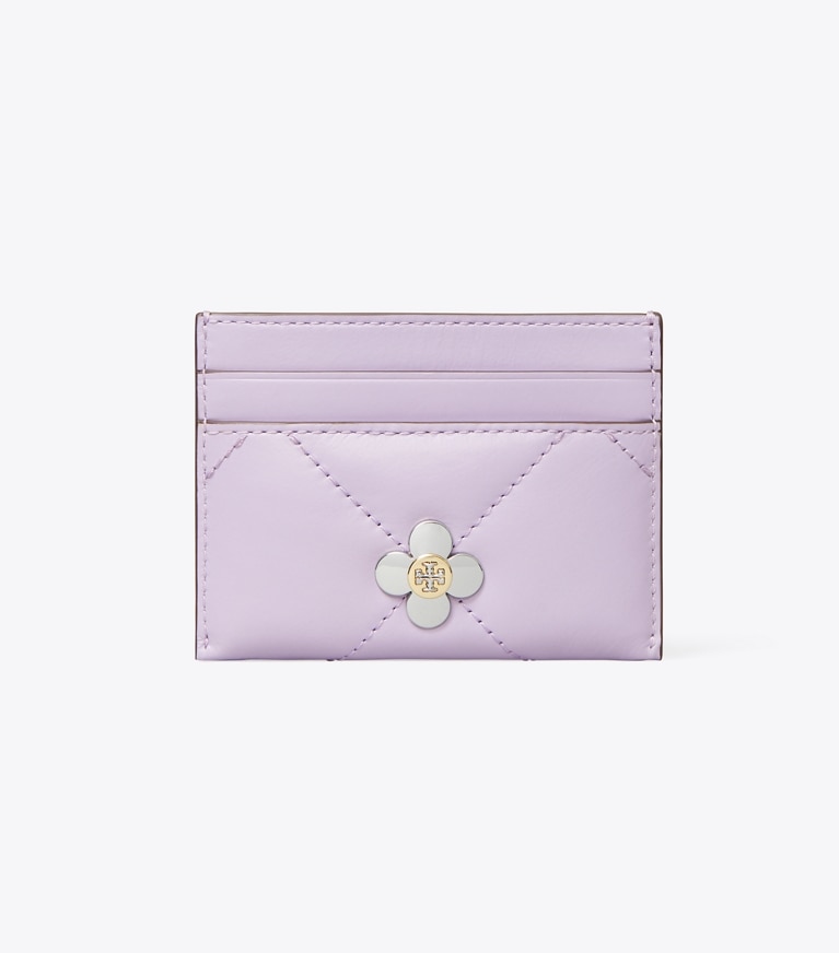 Tory Burch designer card cases Kira Diamond Quilt Clover Card Case in Purple Heather angle