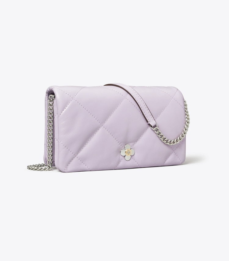 Tory Burch designer kleine taschen Kira Diamond Quilt Clover Chain Wallet in Purple Heather angle