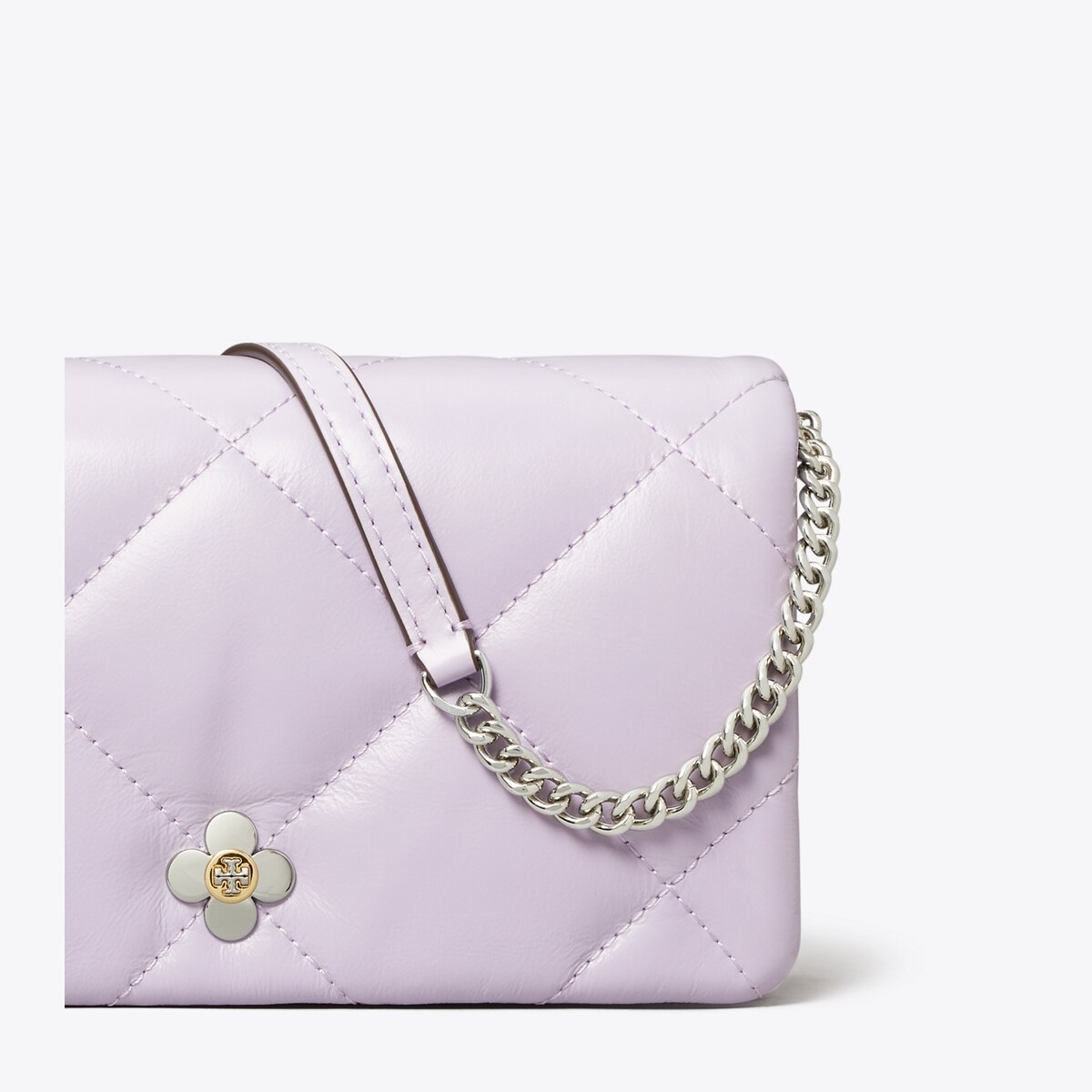 Tory Burch Women's Kira Chevron Chain Wallet, New Cream, Off