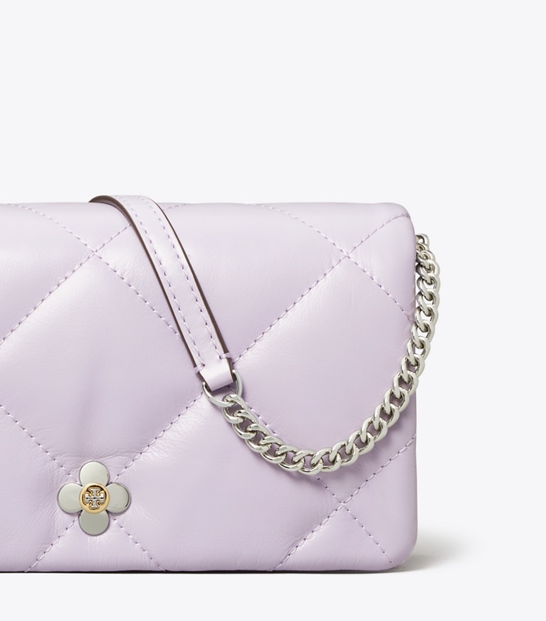 Tory Burch designer kleine taschen Kira Diamond Quilt Clover Chain Wallet in Purple Heather angle