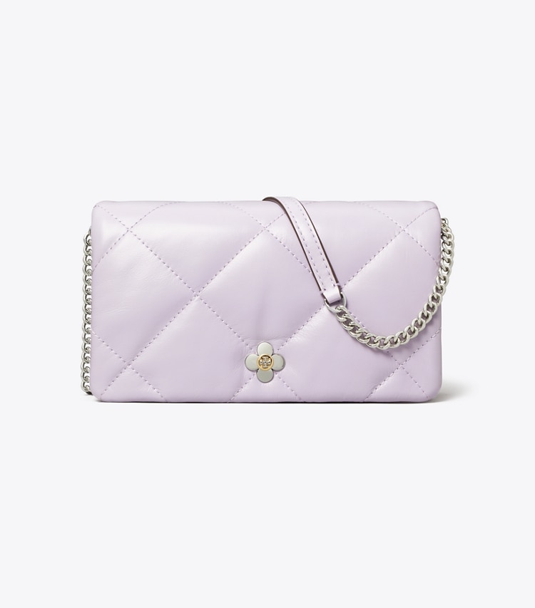 Tory Burch designer kleine taschen Kira Diamond Quilt Clover Chain Wallet in Purple Heather front