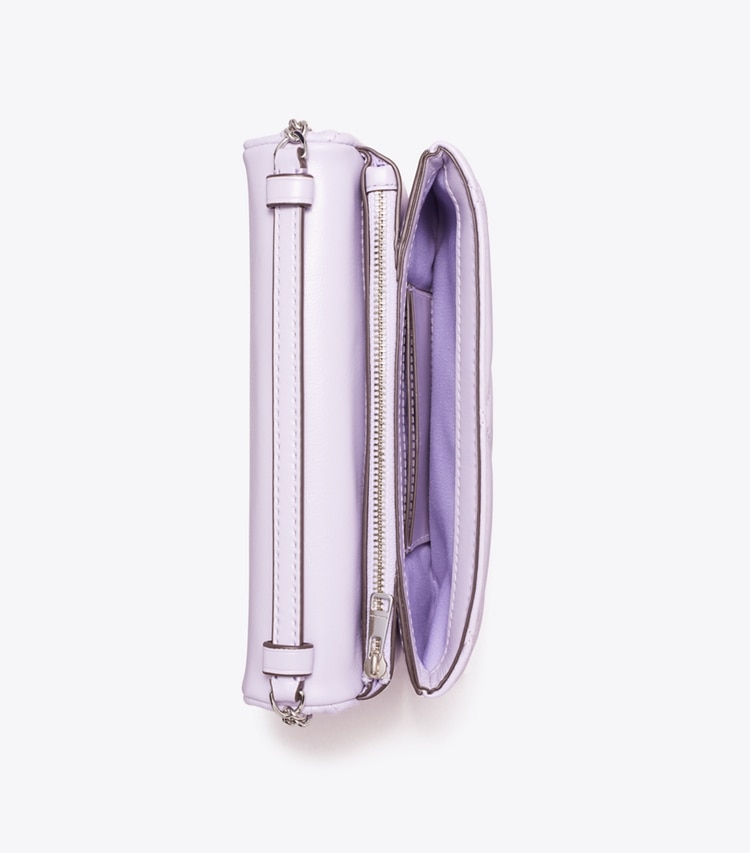 Tory Burch designer kleine taschen Kira Diamond Quilt Clover Chain Wallet in Purple Heather von oben