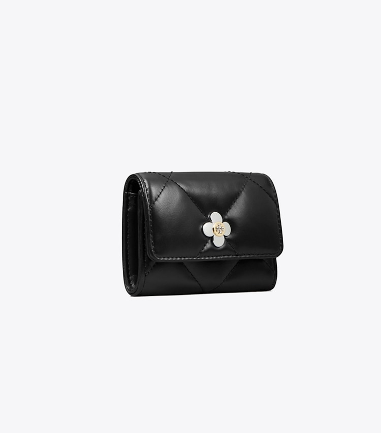 Tory Burch designer カードケース キラ ダイヤモンドキルト クローバー フラップカードケース in Black angle