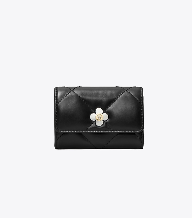 Tory Burch designer カードケース キラ ダイヤモンドキルト クローバー フラップカードケース in Black front