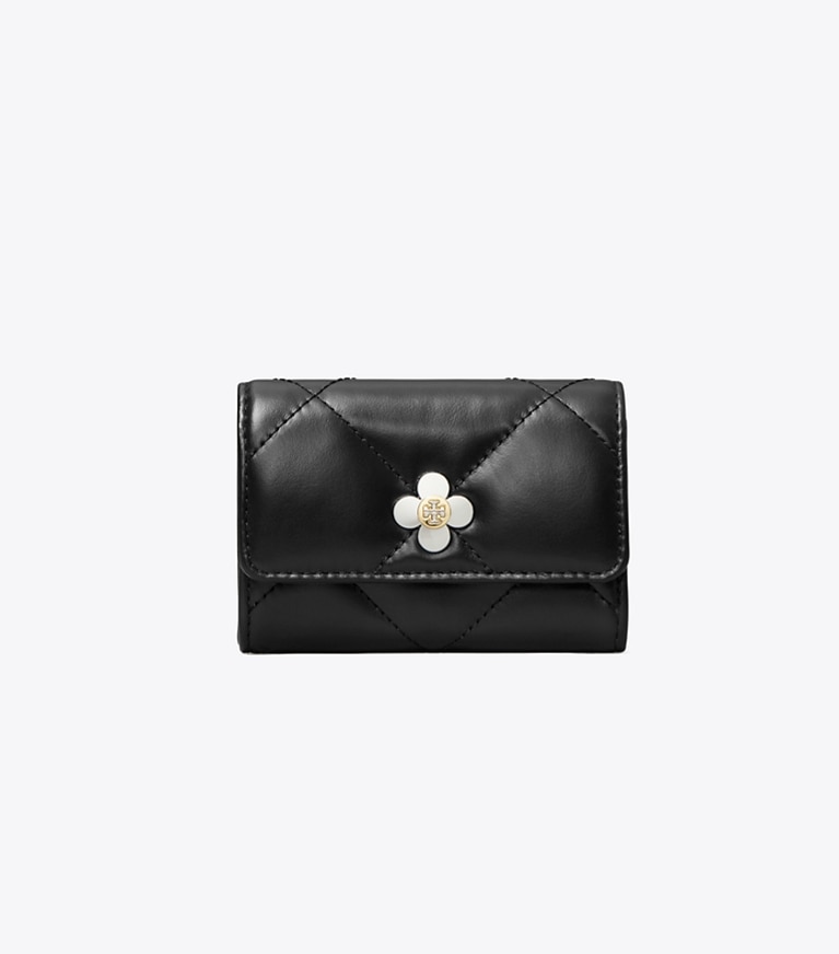 Tory Burch designer カードケース キラ ダイヤモンドキルト クローバー フラップカードケース in Black angle