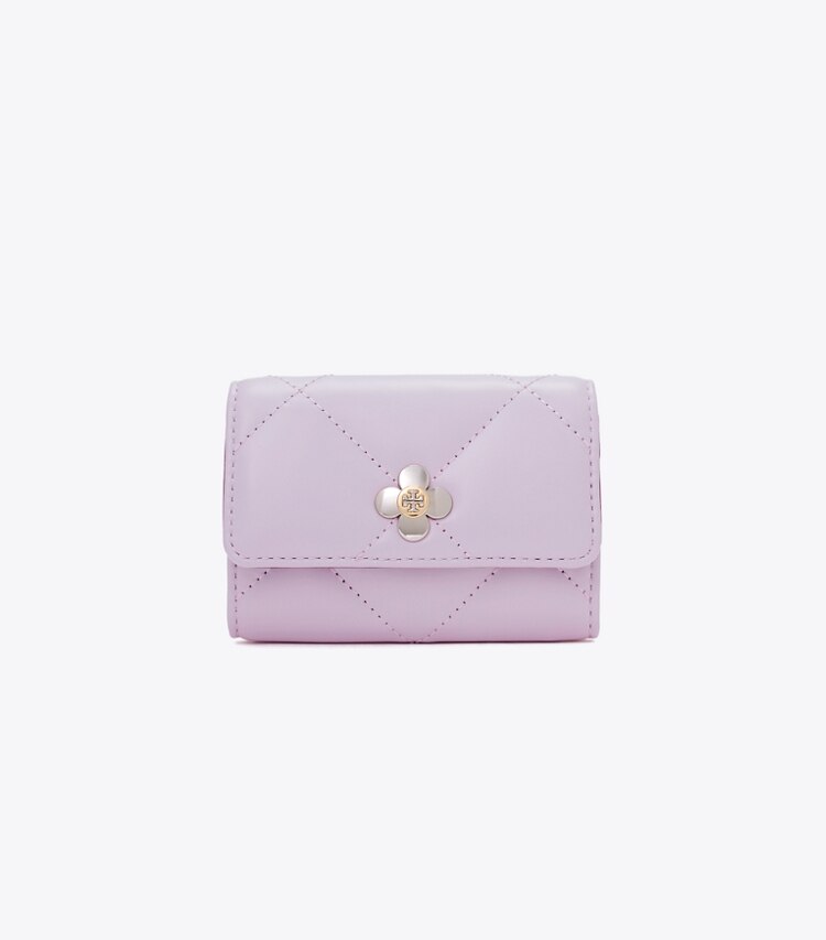 Tory Burch designer カードケース キラ ダイヤモンドキルト クローバー フラップカードケース in Purple Heather front