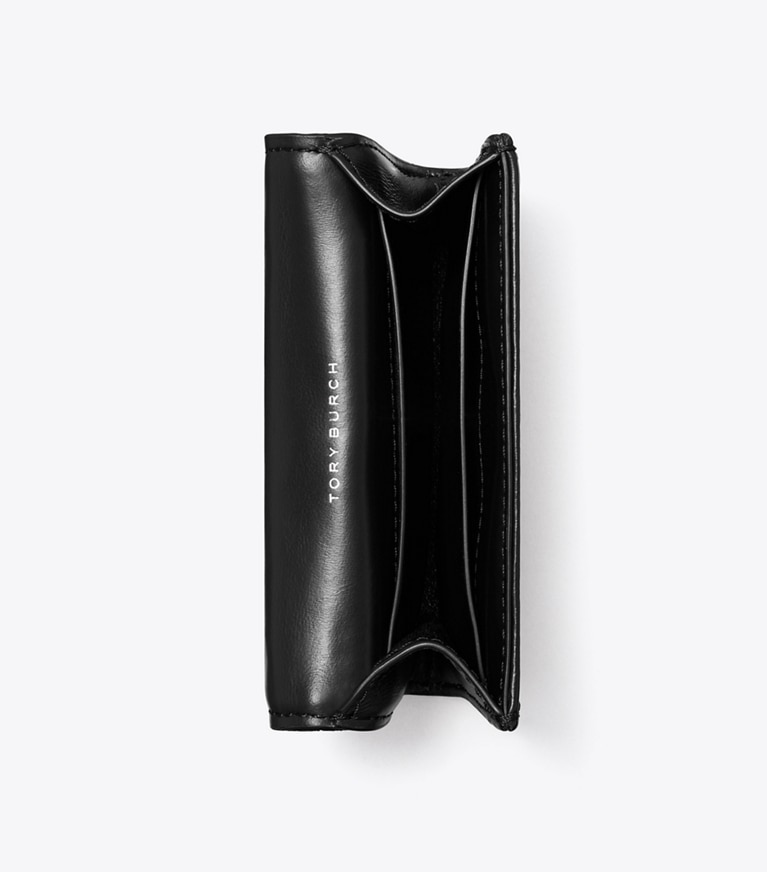 Tory Burch designer カードケース キラ ダイヤモンドキルト クローバー フラップカードケース in Black angle