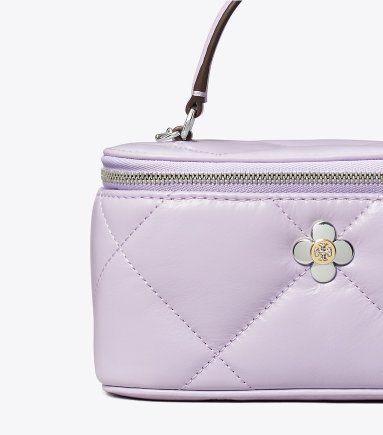 Tory Burch designer mini bags Kira Diamond Quilt Clover Vanity Case in Purple Heather angle