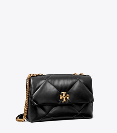 Tory Burch designer shoulder bags Kira Diamond Quilt Convertible Shoulder Bag in Black angle