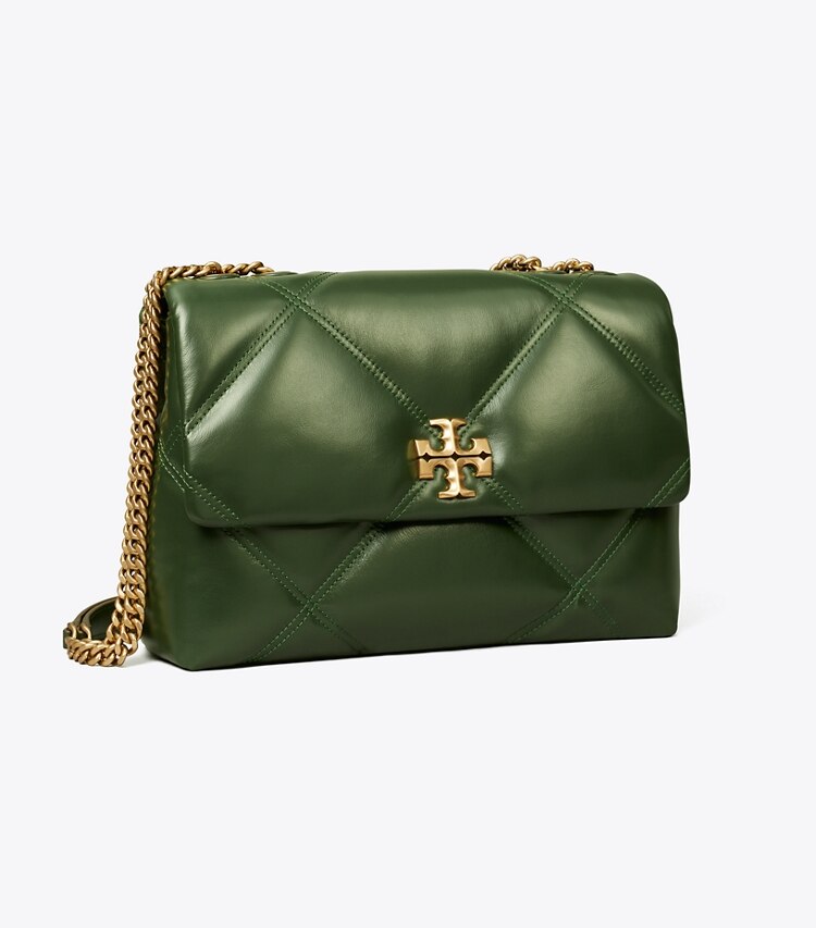Tory Burch designer schultertaschen Kira Diamond Quilt Convertible Shoulder Bag in Basil angle