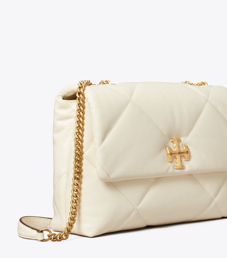 Tory Burch designer shoulder bags Kira Diamond Quilt Convertible Shoulder Bag in Warm White detail