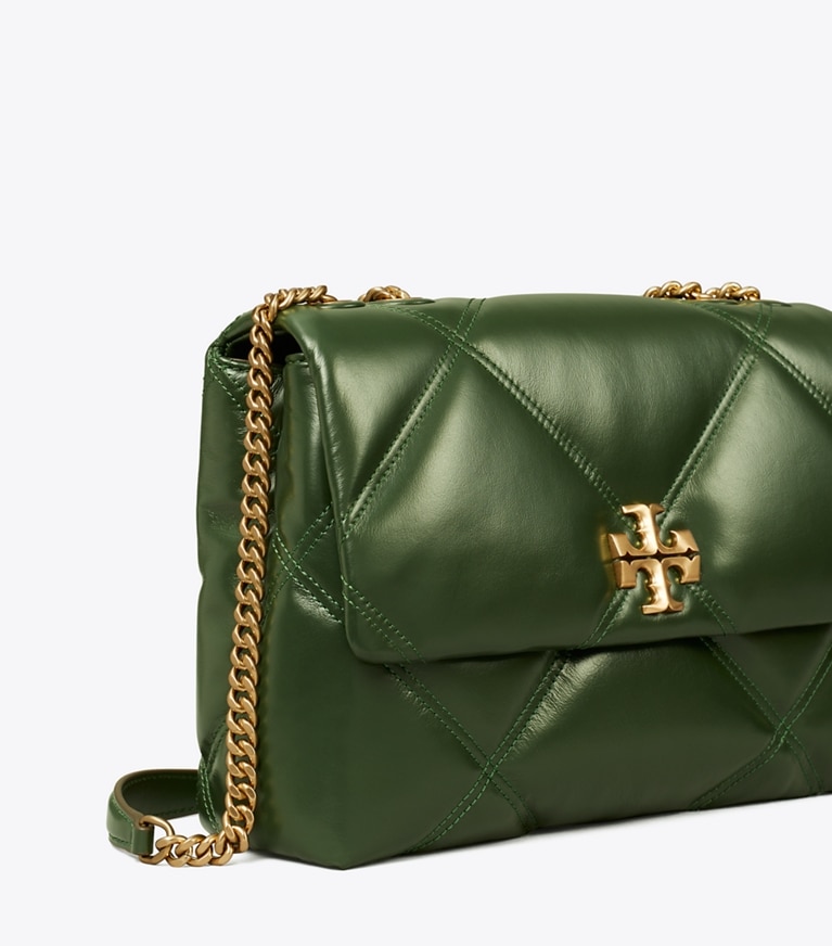 Tory Burch designer schultertaschen Kira Diamond Quilt Convertible Shoulder Bag in Basil angle