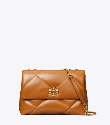 Tory Burch designer shoulder bags Kira Diamond Quilt Convertible Shoulder Bag in Classic Chestnut front