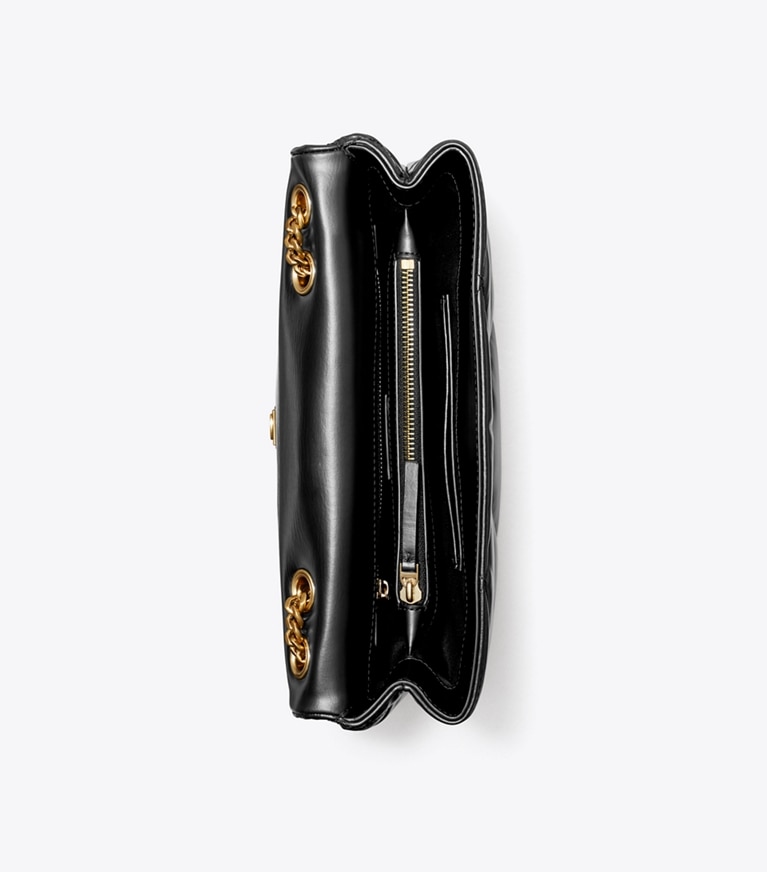 Tory Burch designer shoulder bags Kira Diamond Quilt Convertible Shoulder Bag in Black angle
