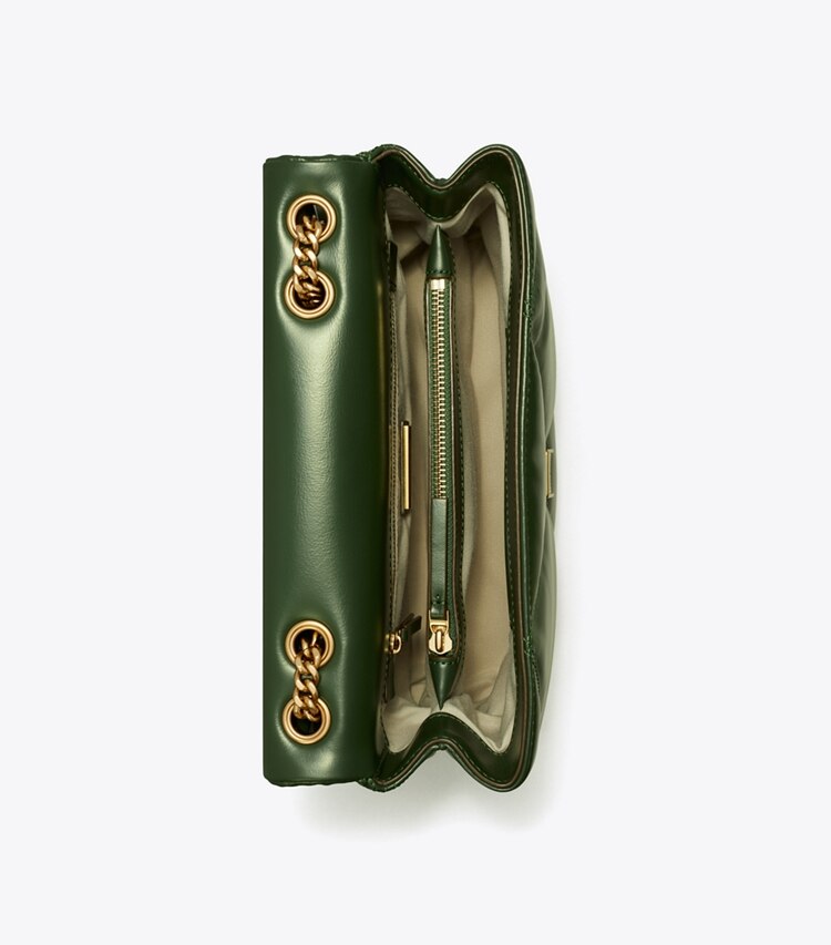 Tory Burch designer schultertaschen Kira Diamond Quilt Convertible Shoulder Bag in Basil von oben