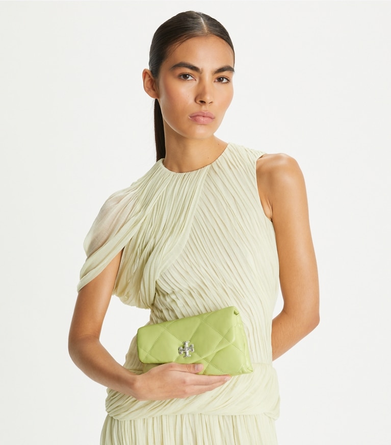 Tory Burch designer mini bags Kira Diamond Quilt Crossbody in Fresh Pear angle