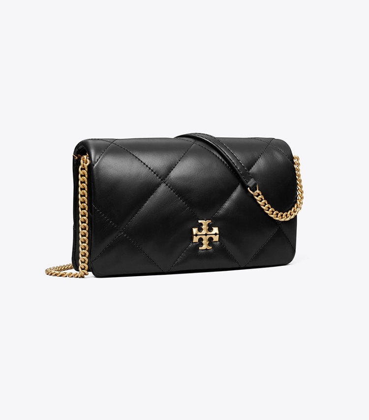 Tory Burch designer ミニバッグ キラ ダイヤモンドキルト チェーンウォレット in Black angle