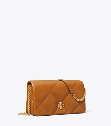 Tory Burch designer mini bags Kira Diamond Quilt Crossbody in Classic Chestnut angle