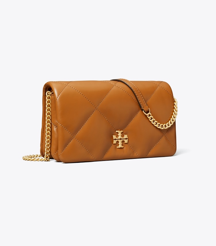 Tory Burch designer mini bags Kira Diamond Quilt Crossbody in Classic Chestnut angle