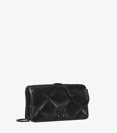 Tory Burch designer mini bags Kira Diamond Quilt Crossbody in Black angle
