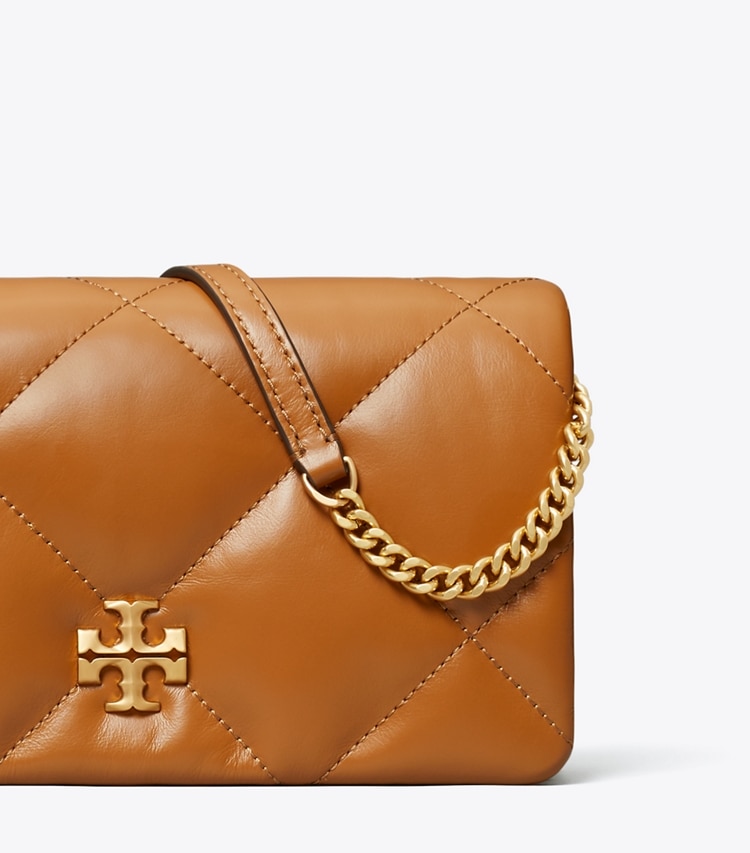 Tory Burch designer mini bags Kira Diamond Quilt Crossbody in Classic Chestnut detail