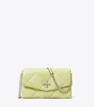 Tory Burch designer mini bags Kira Diamond Quilt Crossbody in Fresh Pear front