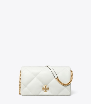 Tory Burch designer mini bags Kira Diamond Quilt Crossbody in Blanc front
