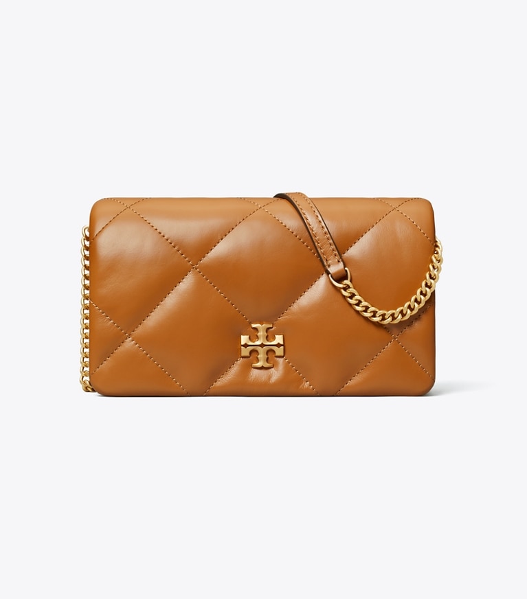 Tory Burch designer mini bags Kira Diamond Quilt Crossbody in Classic Chestnut angle