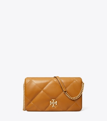 Tory Burch designer mini bags Kira Diamond Quilt Crossbody in Tan front
