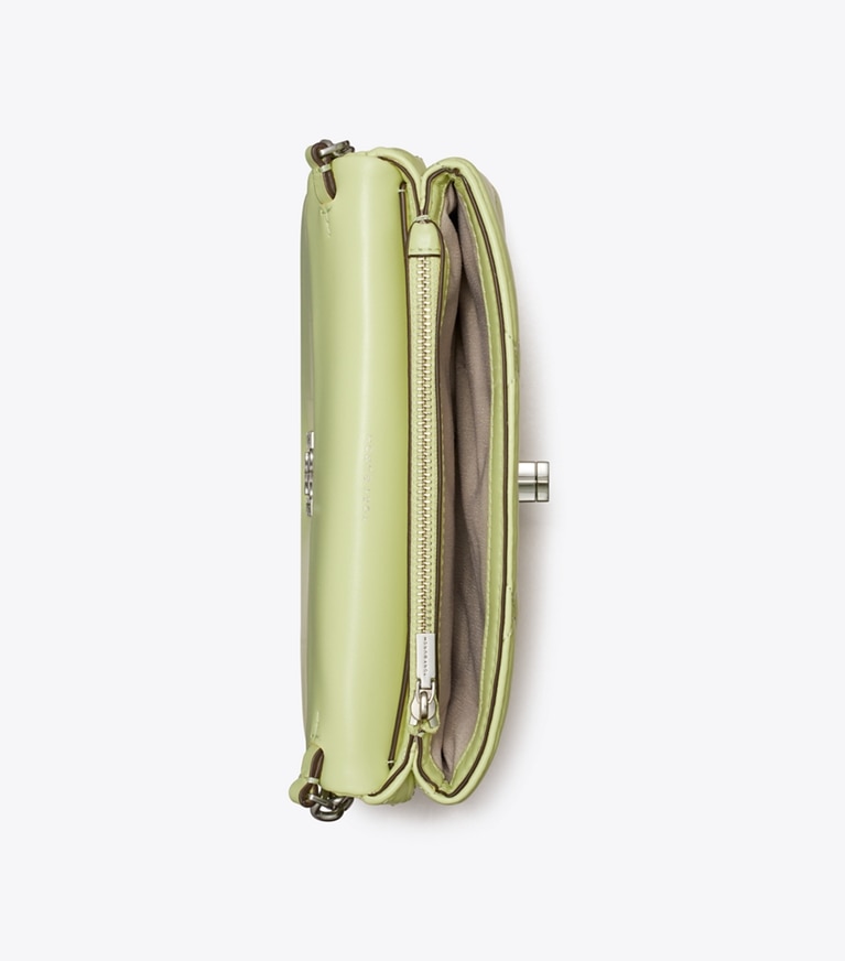 Tory Burch designer mini bags Kira Diamond Quilt Crossbody in Fresh Pear angle