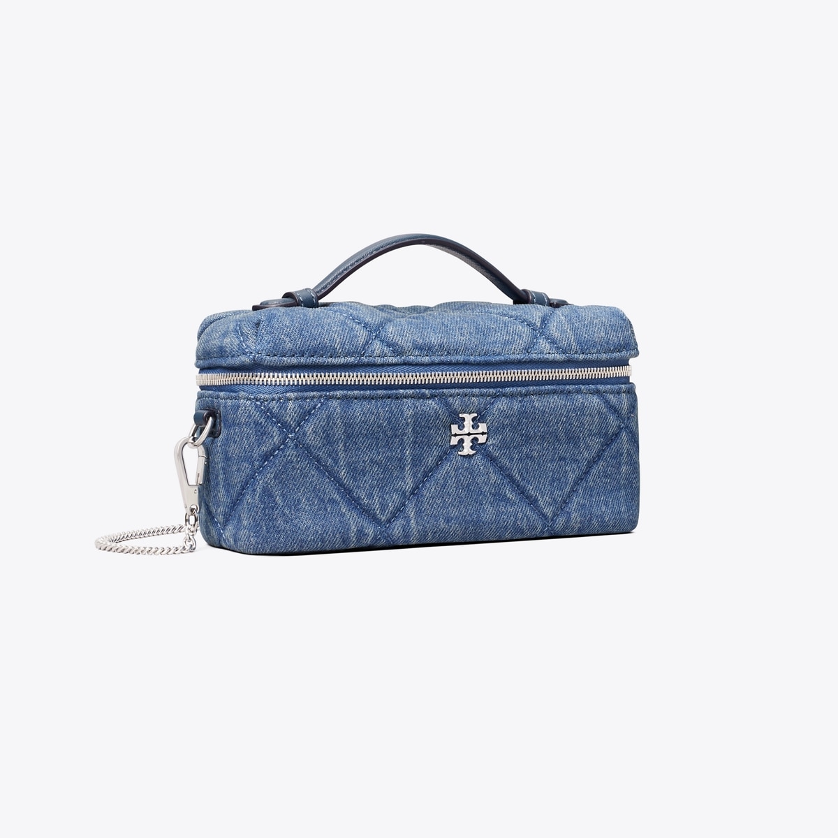 KIRA DIAMOND QUILT DENIM VANITY CASE