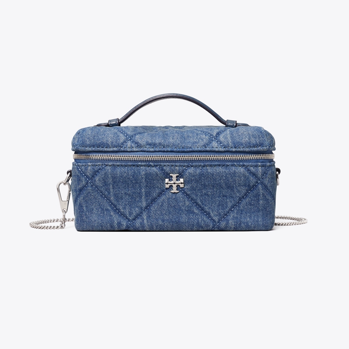 Kira Diamond Quilt Denim Vanity Case: Women's Designer Crossbody