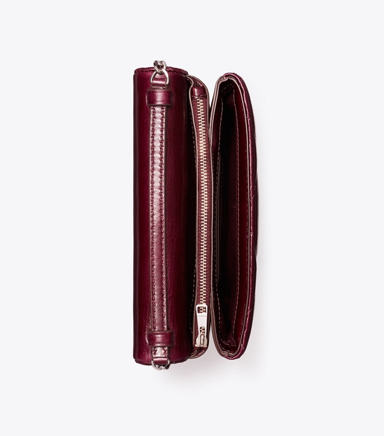 Tory Burch designer mini bags Kira Diamond Quilt Distressed Crossbody in Dark Carmine angle