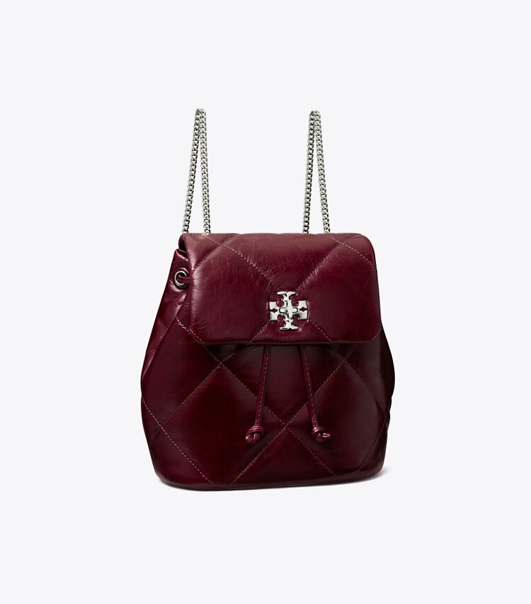 Tory Burch designer backpacks Kira Diamond Quilt Distressed Mini Backpack in Dark Carmine angle