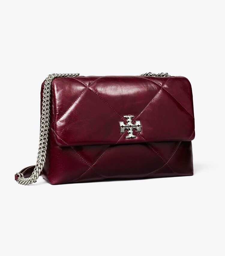 Tory Burch designer shoulder bags Kira Diamond Quilt Distressed Shoulder Bag in Dark Carmine angle