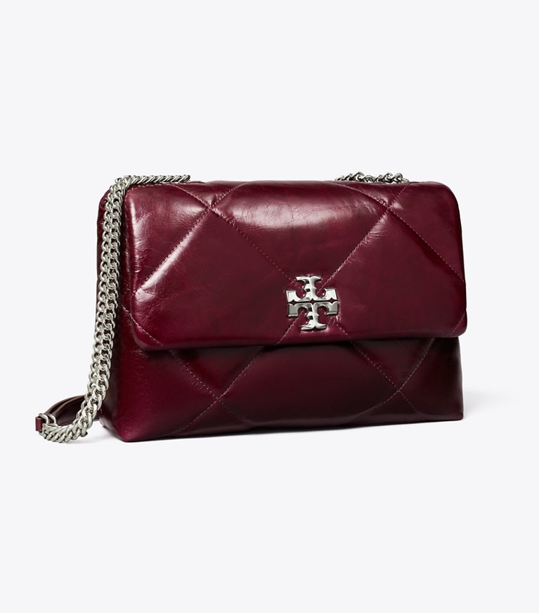 Tory Burch designer shoulder bags Kira Diamond Quilt Distressed Shoulder Bag in Dark Carmine angle