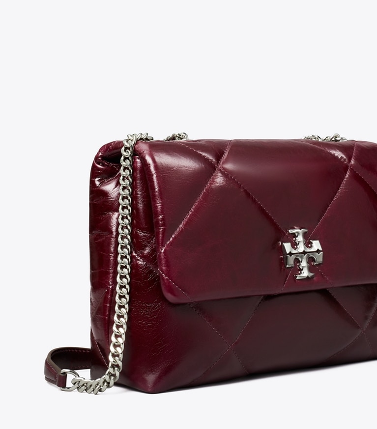 Tory Burch designer shoulder bags Kira Diamond Quilt Distressed Shoulder Bag in Dark Carmine angle