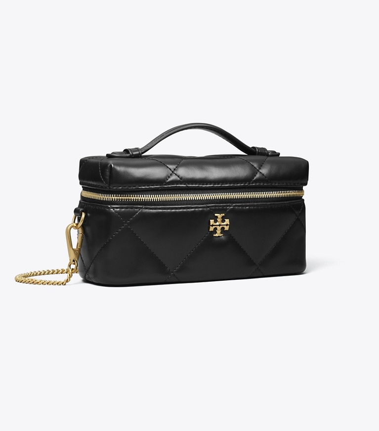 Tory Burch designer mini bags Kira Diamond Quilt East-West Vanity Case in Black angle
